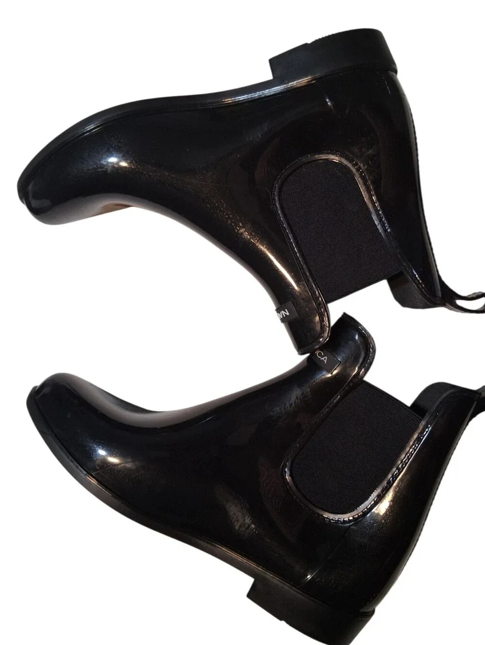Nautica Shayna Black Glossy Chelsea Rain Boots Size 9 Rainwear Casual